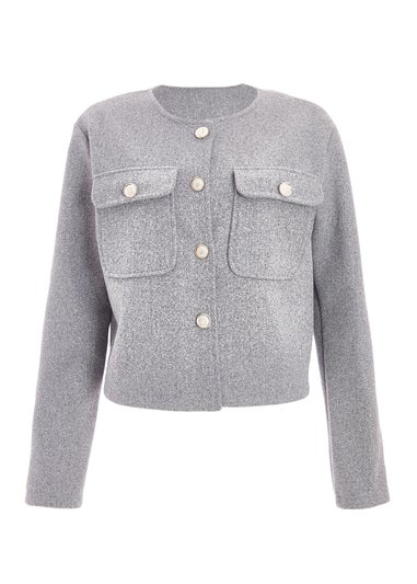 Quiz Grey Cropped Jacket