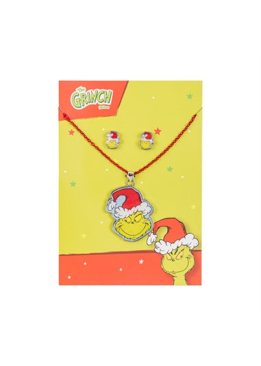 The Grinch green Pendant Necklace & Stud Earring Set