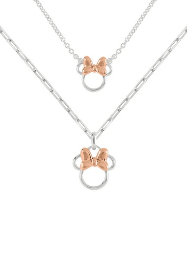 Disney Minnie Mouse Silver Mother & Daughter Necklace Set