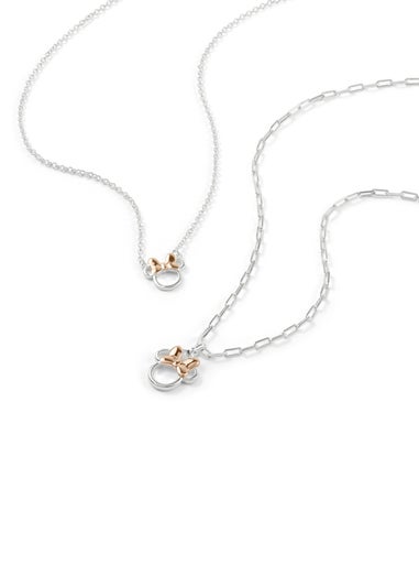 Disney Minnie Mouse Silver Mother & Daughter Necklace Set