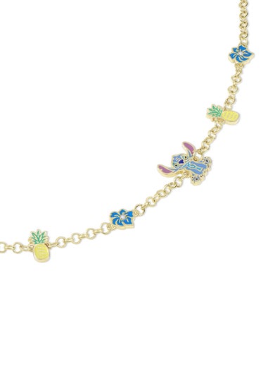 Disney Stitch Pineapple & Flower Gold Bracelet