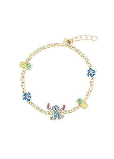 Disney Stitch Pineapple & Flower Gold Bracelet