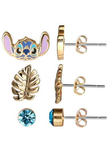 Disney Lilo & Stitch Blue/Gold Coloured 3 Piece Earring Set