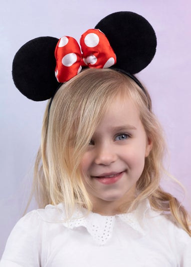 Disney Minnie Mouse Black/Red Polka Dot Bow Headband