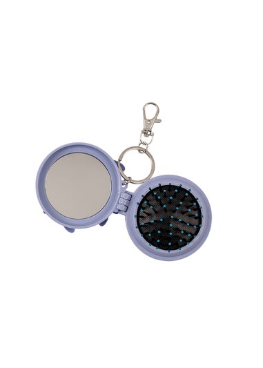 Disney Lilo & Stitch Blue Compact Mirror &  Hairbrush Keychain