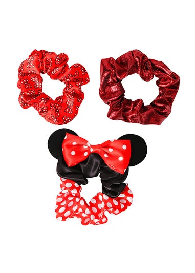 Disney Minnie Mouse Red & Black 3pc Hair Scrunchie Set