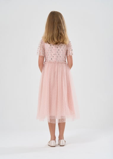 Miss Pale Pink Cluster Sequin Waterfall Dress (3 - 9 yrs)