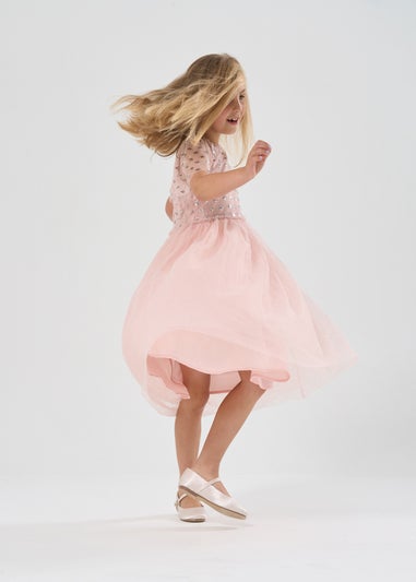 Miss Pale Pink Cluster Sequin Waterfall Dress (3 - 9 yrs)