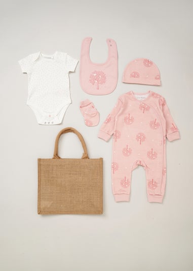 Homegrown Pink Organic Cotton 5-Piece Printed Baby Gift Set (Newborn - 6 Months)