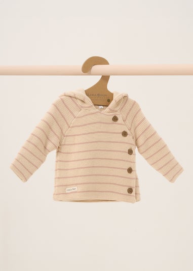 Homegrown Pale Pink Organic Double Knit Wrap Hooded Cardigan (Newborn - 12 Months)