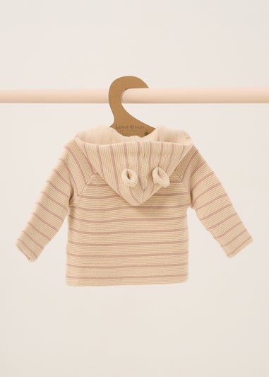 Homegrown Pale Pink Organic Double Knit Wrap Hooded Cardigan (Newborn - 12 Months)