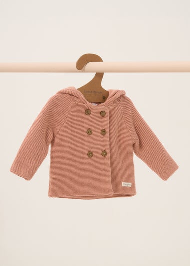 Homegrown Dusty Pink Organic Double Knit Wrap Hooded Cardigan (Newborn - 12 Months)