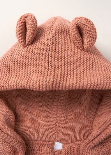 Homegrown Dusty Pink Organic Double Knit Wrap Hooded Cardigan (Newborn - 12 Months)