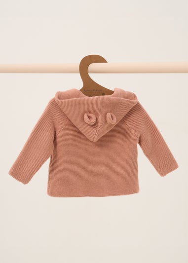 Homegrown Dusty Pink Organic Double Knit Wrap Hooded Cardigan (Newborn - 12 Months)