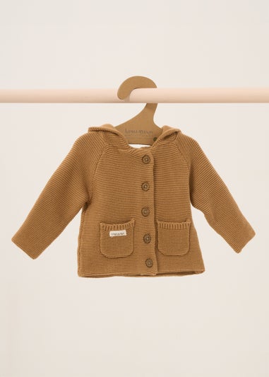 Homegrown Brown Organic Double Knit Wrap Hooded Cardigan (Newborn - 12 Months)