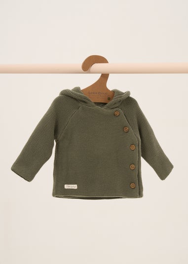 Homegrown Khaki Organic Double Knit Wrap Hooded Cardigan (Newborn - 12 Months)