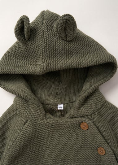 Homegrown Khaki Organic Double Knit Wrap Hooded Cardigan (Newborn - 12 Months)