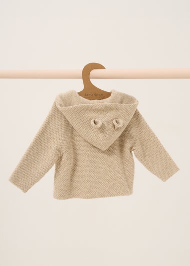 Homegrown Beige Organic Twisted Double Knit Hooded Cardigan (Newborn - 12 Months)