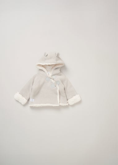 Rock a Bye Baby Knit Cardigan with Sherpa Lining & Double Knit Trousers Set (Newborn - 12 months)