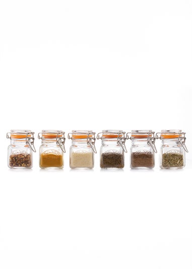 Kilner Clip Top Square Spice Jar 6pc