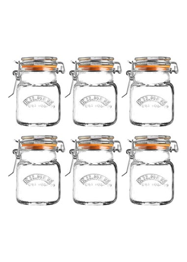 Kilner Clip Top Square Spice Jar 6pc