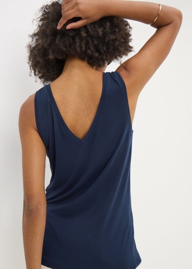 Navy V Neck Vest Top