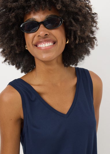 Navy V Neck Vest Top