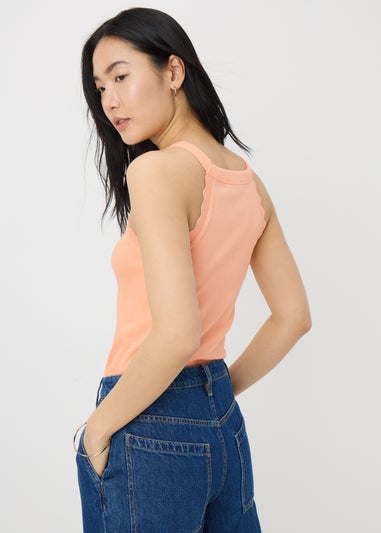 Peach Scalloped Edge Vest Top
