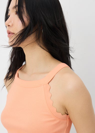 Peach Scalloped Edge Vest Top