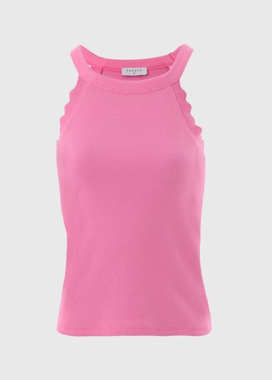 Pink Scalloped Edge Racer Back Vest Top