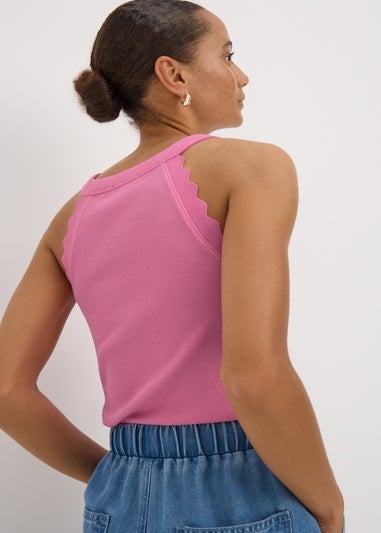 Pink Scalloped Edge Racer Back Vest Top