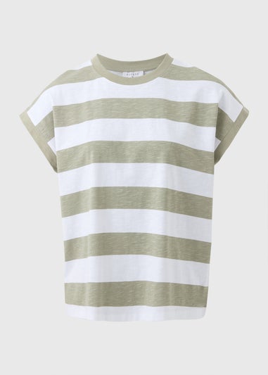 Khaki Stripe Short Sleeve Top