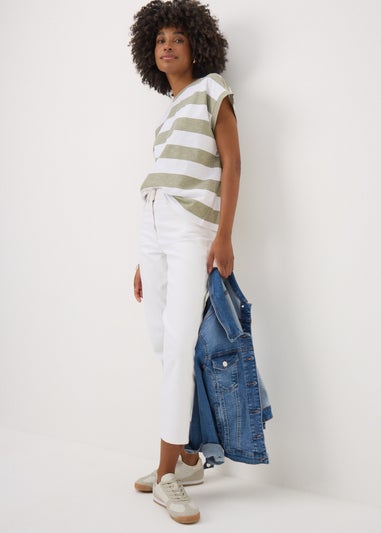 Khaki Stripe Short Sleeve Top