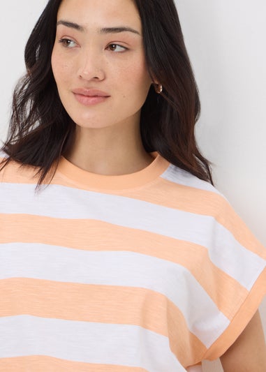 Peach Stripe Short Sleeve Top