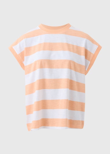 Peach Stripe Short Sleeve Top