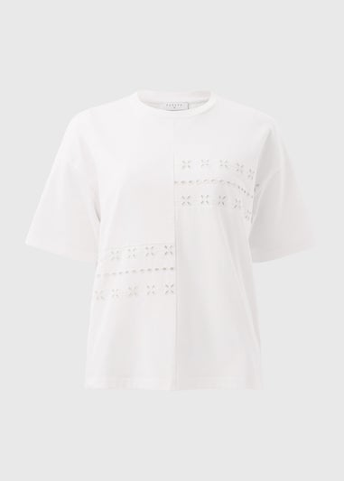 White Patchwork Broderie T-Shirt