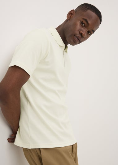Cream Interlock 1/4 Zip Polo Shirt