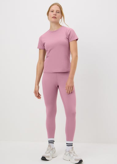 Souluxe Mauve Fitted Short Sleeve T-Shirt
