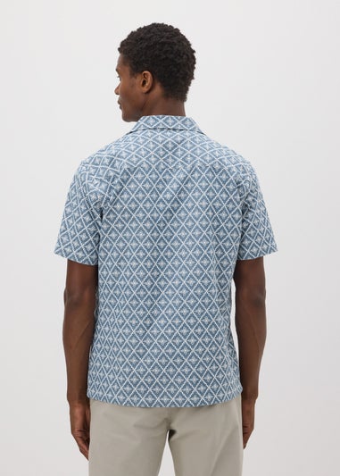 Lincoln Blue Chambray Textured Embroidered Shirt