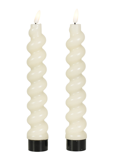 ValueLights White LED Candle Spiral Design Pack of 2 (25cm x 4cm x 4cm)