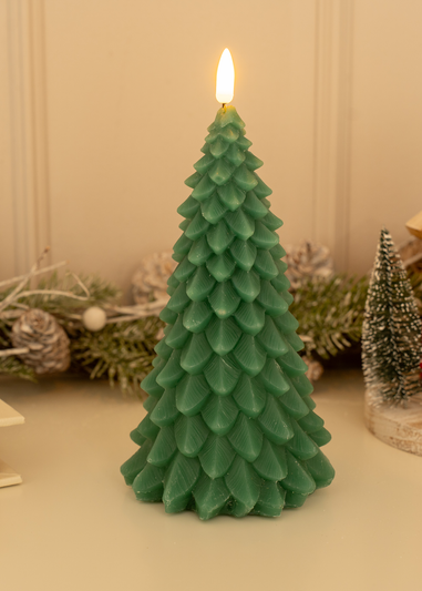 ValueLights Virginia Green Christmas Tree Candle with LED Light (20cm x 11.5cm x 11.5cm)