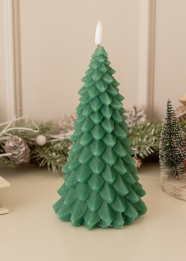 ValueLights Virginia Green Christmas Tree Candle with LED Light (20cm x 11.5cm x 11.5cm)