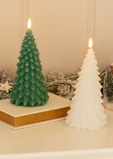 ValueLights Virginia Green Christmas Tree Candle with LED Light (20cm x 11.5cm x 11.5cm)