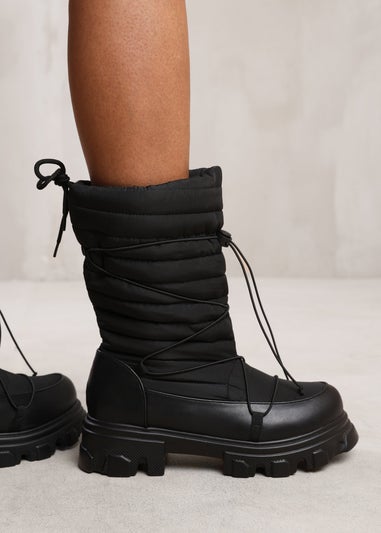 Where's That From Black Harleen Chunky Sole Puffy Ankle Boots