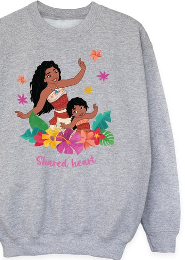 Disney Grey Moana & Simea Shared Heart Kids Heather Sweatshirt (3-13 Years)