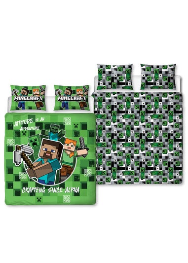 Minecraft Block  Check Reversible Duvet Cover Set