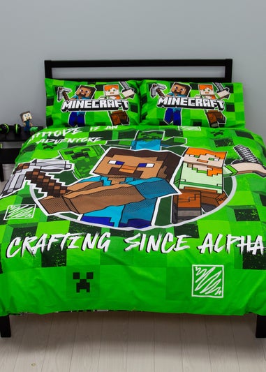 Minecraft Block  Check Reversible Duvet Cover Set