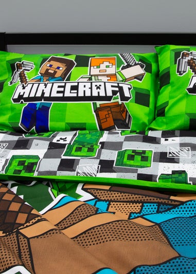 Minecraft Block  Check Reversible Duvet Cover Set