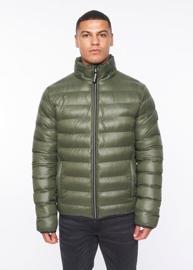 Duck & Cover Dark Olive Shemmy Quilted Jacket