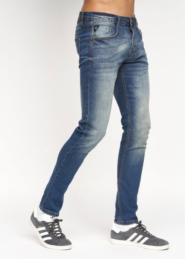 Duck & Cover Tinted Blue  Tranfold Slim Fit Jeans